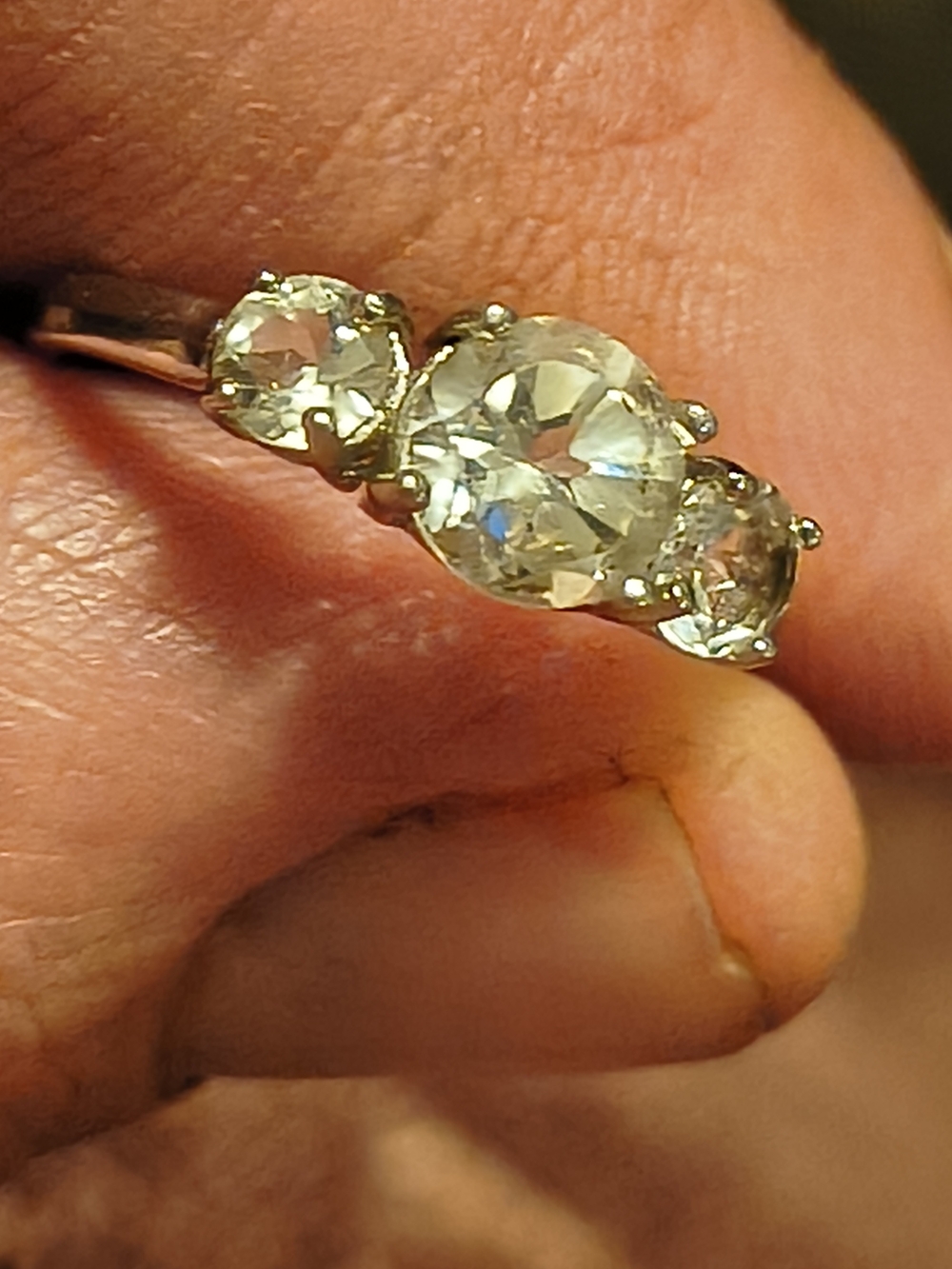 Vintage Sterling & White Sapphire Anniversary Style Ring Size 5.75 Signed